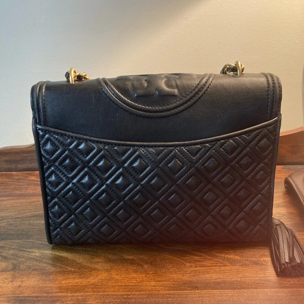 Tory Burch Fleming Convertible Shoulder Bag - Black Leather